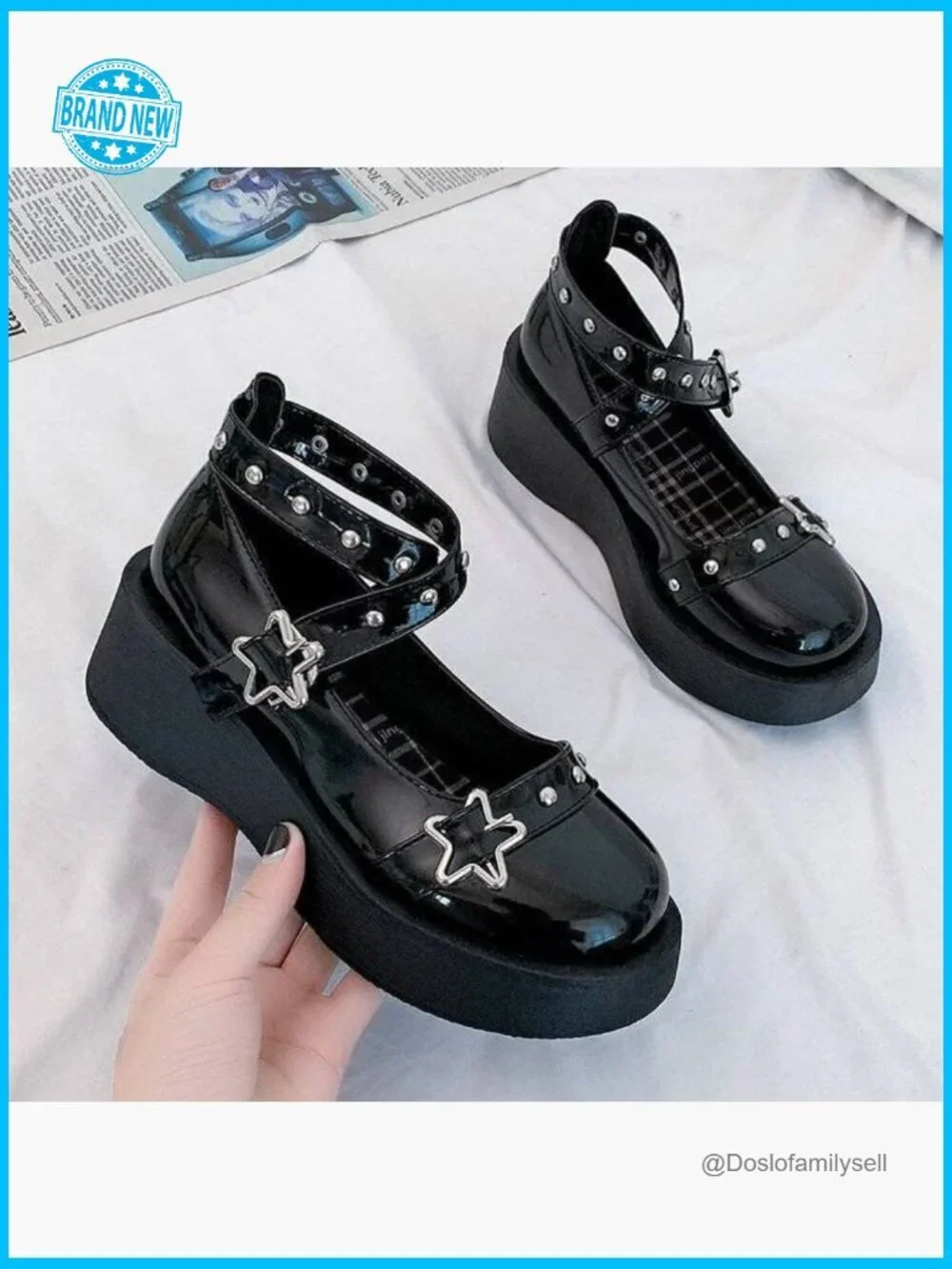 Chunky Heel Platform Mary Jane Pumps - Round Toe Ankle Oxfords Goth Shoes